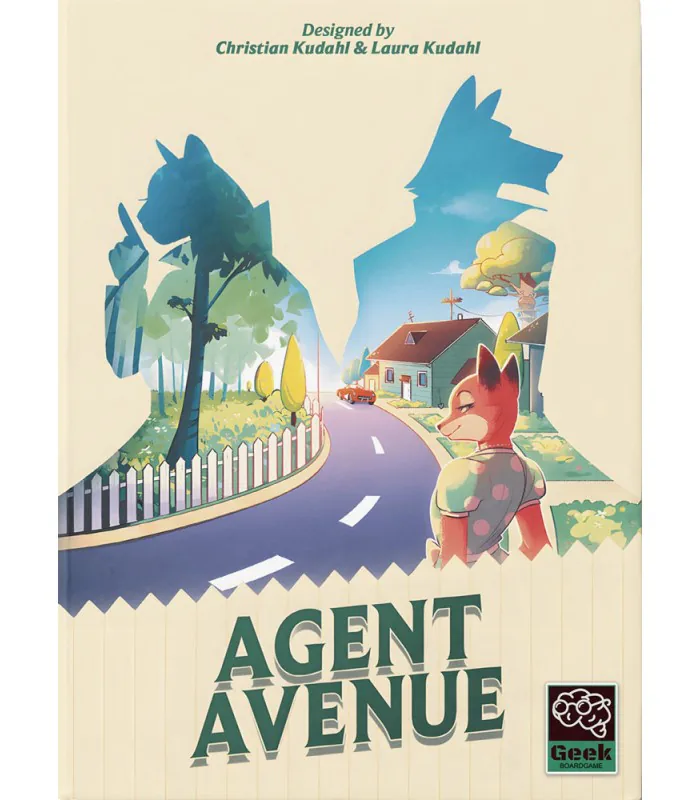 جلد بازی Agent Avenue: خیابانی در حومهٔ شهر که در سایهٔ دو حیوان جاسوس قاب شده